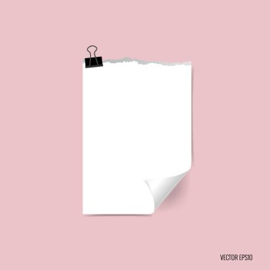 Beyaz yırtık Not kağıtları, kağıt köşe pas geçiyor. Vektör çizim