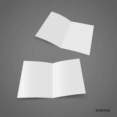 Bifold beyaz şablon kağıt. Vektör çizim