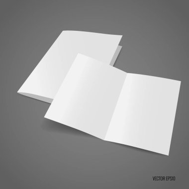 Bifold beyaz şablon kağıt. Vektör çizim