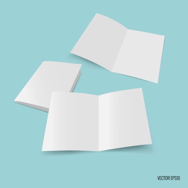 Bifold beyaz şablon kağıt. Vektör çizim