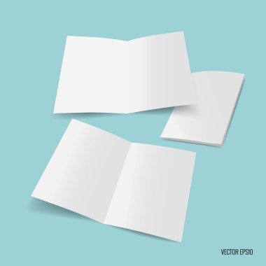 Bifold beyaz şablon kağıt. Vektör çizim