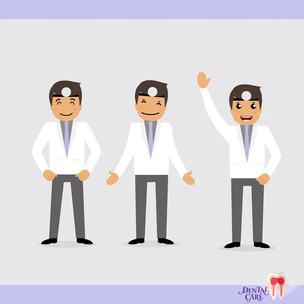 Conjunto de personajes Dentista de Dibujos Animados en diversas actividades. Vector — Vector de stock