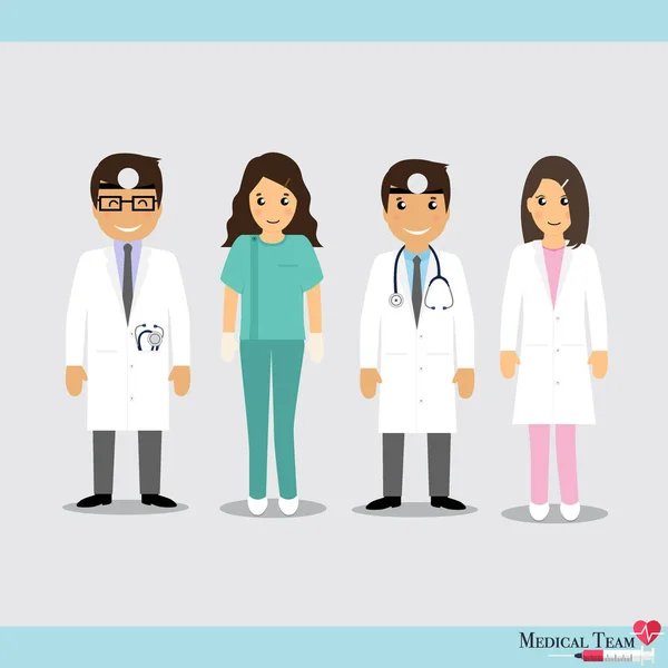 Conjunto de Cartoon Medical Team (dentista, médicos e pessoal médico —  Vetores de Stock