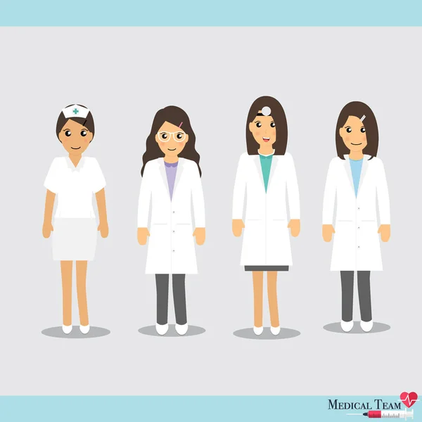 Set di Cartoon Medical Team (dentista, medici e personale medico — Vettoriale Stock