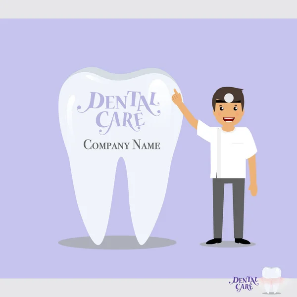 Cartoon Dentist with Healthy Clean Teeth. Vector illustration