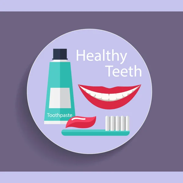 Здоровые зубы. Стоматологический фон с зубами, зубной щеткой и зубами — стоковый вектор