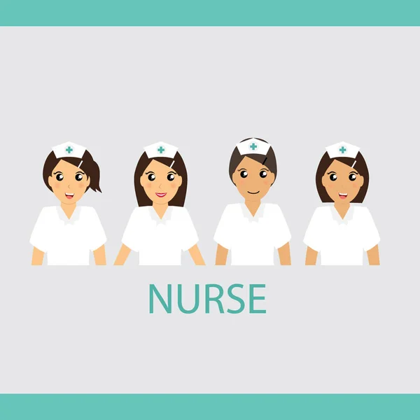 Set of characters Cartoon Nurse in various activities. Vector il — Stock Vector