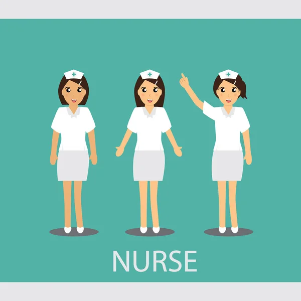 Set of characters Cartoon Nurse in various activities. Vector il — Stock Vector