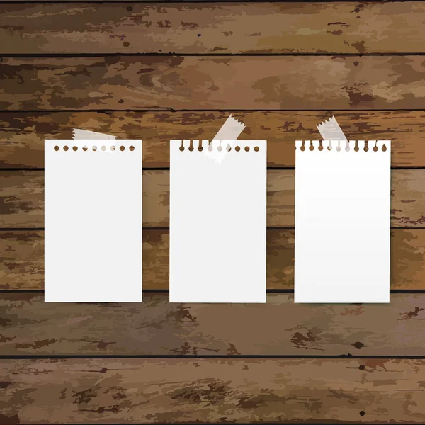 Boş beyaz Not kağıtları, mesajınız için hazır. Vektör illustra