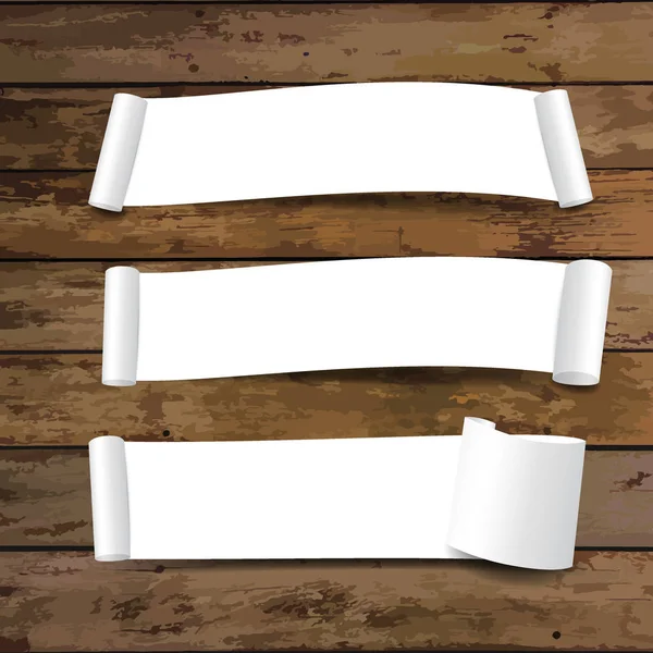 Leere weiße Zettelchen, bereit für Ihre Nachricht. Vektorillustrationen — Stockvektor