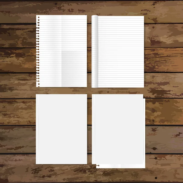 空白目录，杂志、 图书模拟木材的背景上。矢量 — 图库矢量图片