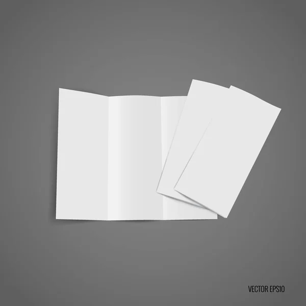 Trifold white template paper. Vector illustration — Stock Vector