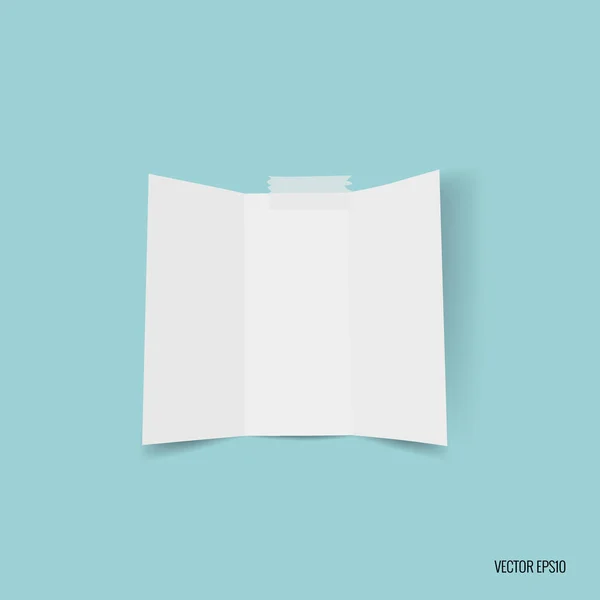 Potrójnie składany papier biały szablonu. Ilustracja wektorowa — Wektor stockowy