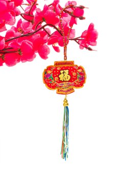 Çin yeni yılı dekorasyon beyaz zemin üzerine., Çince karakter