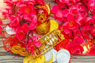 Çin yeni yılı dekorasyon ahşap duvar., Çince karakterler te