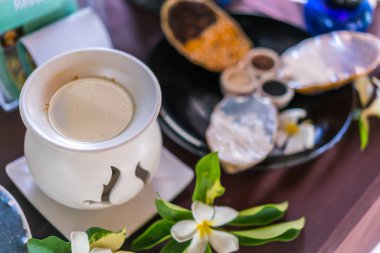 Spa terapi malzemeleri. Gıda arkaplanı.