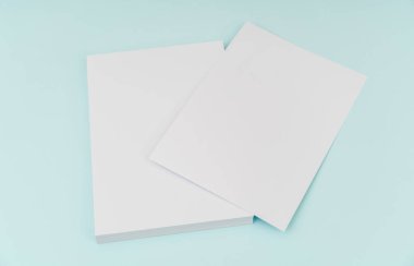 Boş afiş poster, broşür mockup, A4, bize-mektubunda, mavi backg