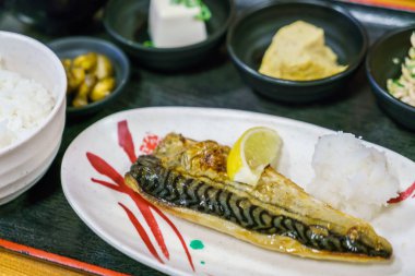 Japon yemekleri stil Saba teriyaki ızgara