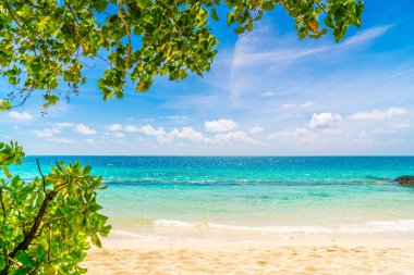 Güzel tropikal Maldivler ada beyaz kumlu plaj ve se ile