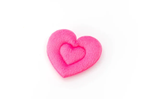Almofada rosa coração no fundo branco  . — Fotografia de Stock