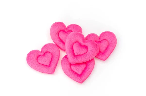 Ροζ καρδιά μαξιλάρι σε λευκό φόντο . — Φωτογραφία Αρχείου