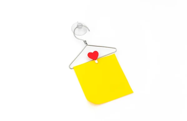 Red paper heart hanging on white background . — Stock Photo, Image