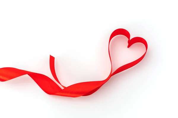 Valentine Heart. Red Silk Ribbon. Love Symbol . — Stock Photo, Image