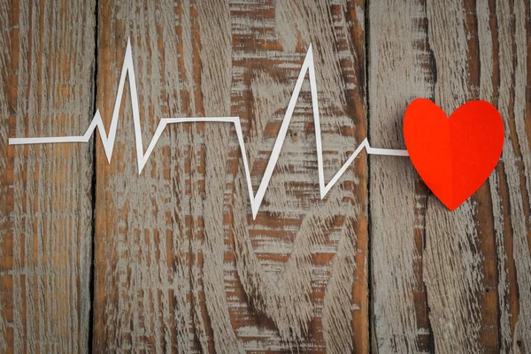 Paper cut of cardiogram of heart rhythm for Valentines Day . — Stock Photo, Image