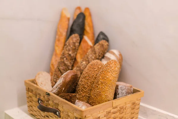 Assortment of fresh pastry on table in buffet . — Stock Photo, Image