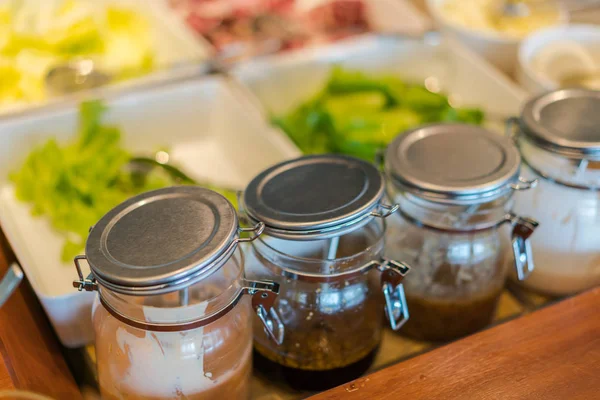 Salads on buffet table at restaurant . — Stock Photo, Image