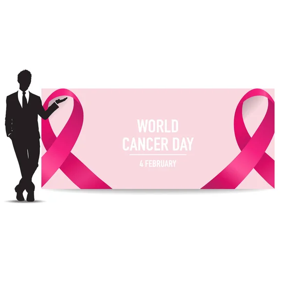 Dia mundial do cancro. 4 de Fevereiro. Dia Mundial do câncer design de fundo —  Vetores de Stock