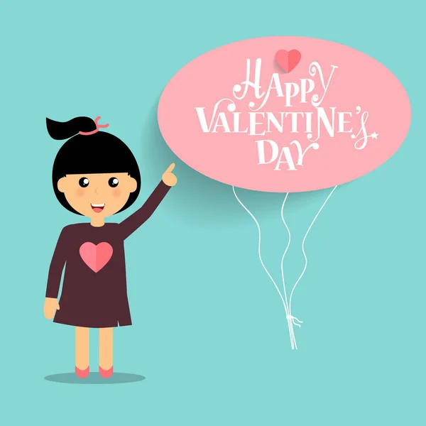 Valentine design de fundo dia com menina bonito. Vector illustra — Vetor de Stock