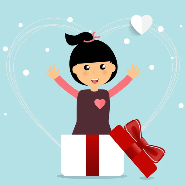 Valentine design de fundo dia com menina bonito. Vector illustra — Vetor de Stock