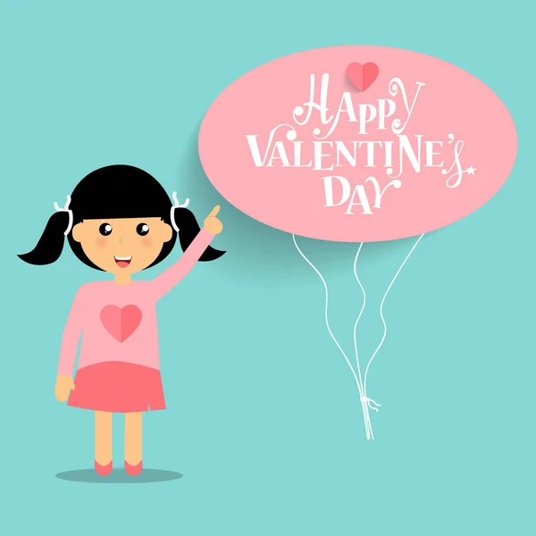 Valentine design de fundo dia com menina bonito. Vector illustra — Vetor de Stock