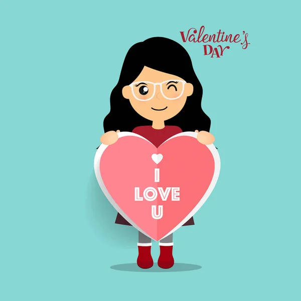 Valentine design de fundo dia com menina bonito. Vector illustra — Vetor de Stock