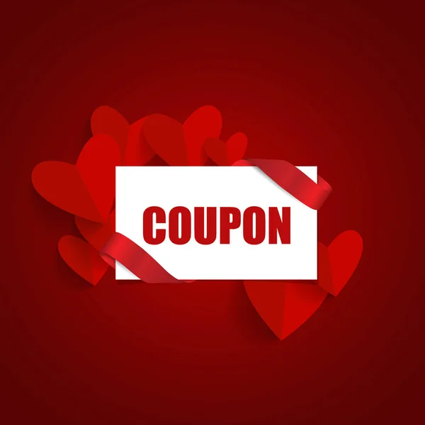 Venda Cupom, voucher, tag. O cartão do Dia dos Namorados. Vector illustra — Vetor de Stock
