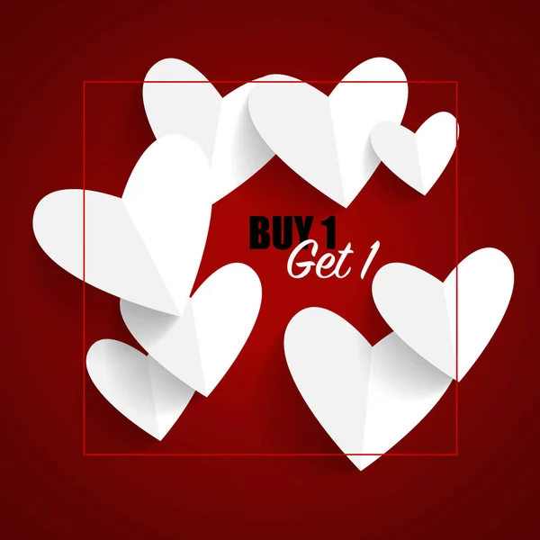 Vendita Coupon, voucher, tag. Biglietto di San Valentino. Vettore illustrativo — Vettoriale Stock