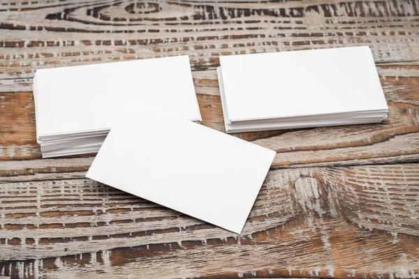 Business cards on wood table . — Stock Photo, Image