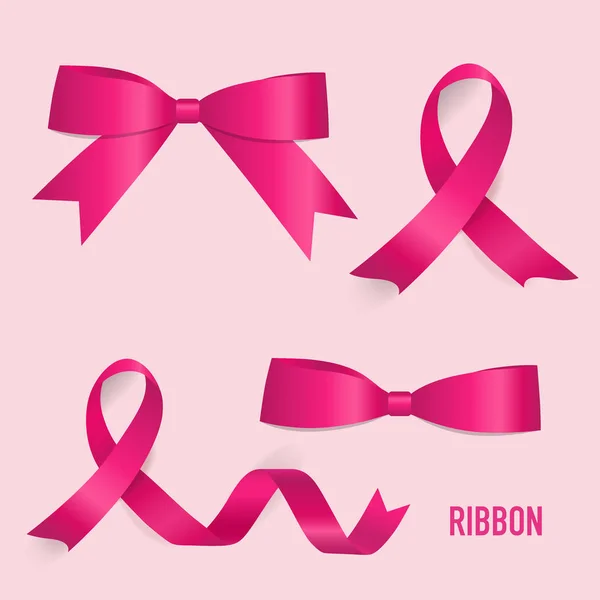 Shiny pink ribbon. Vector illustration — Stock Vector