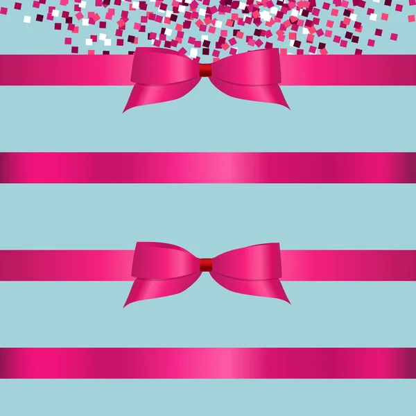 Pink ribbon with bow. Vector illustration — Stock Vector