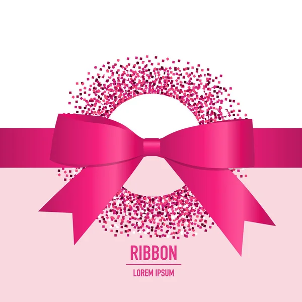 Pink ribbon with bow. Vector illustration — Stock Vector