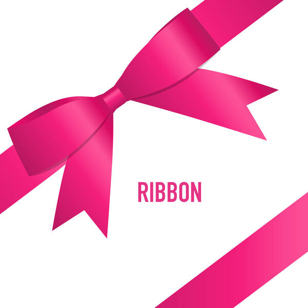 Shiny pink ribbon. Vector illustration.