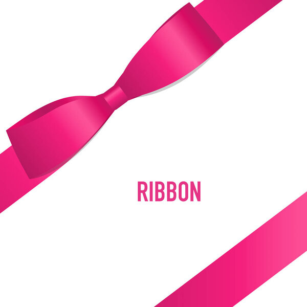 Shiny pink ribbon. Vector illustration.