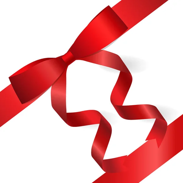 Tarjeta con cinta roja y lazo. Ilustración vectorial — Vector de stock
