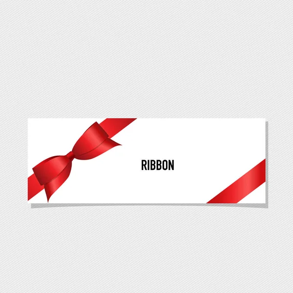 Carte avec ruban rouge et arc. Illustration vectorielle — Image vectorielle