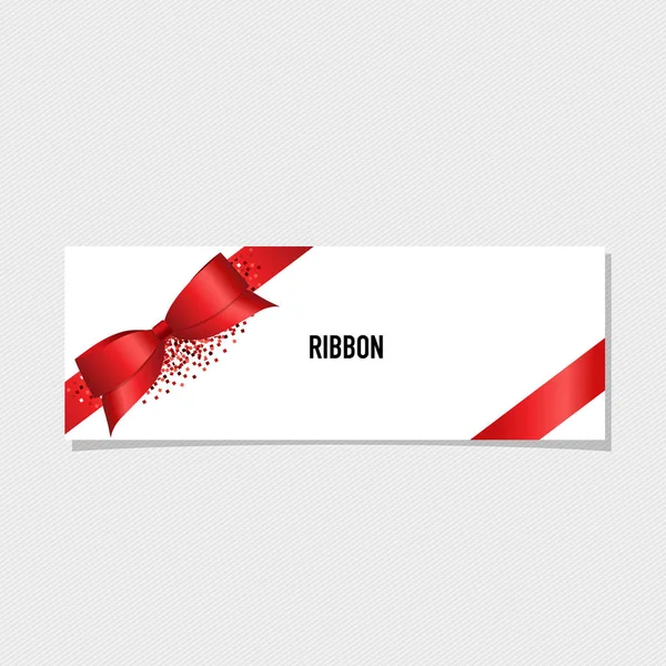 Carte avec ruban rouge et arc. Illustration vectorielle — Image vectorielle