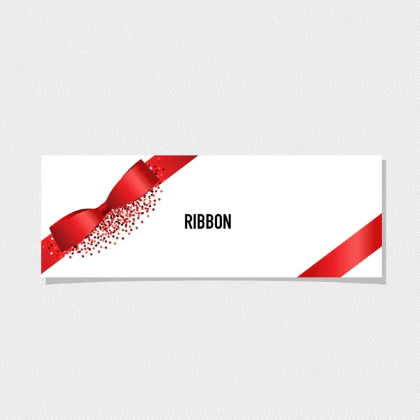 赤いリボンと弓とのカード。ベクトル図 — ストックベクタ