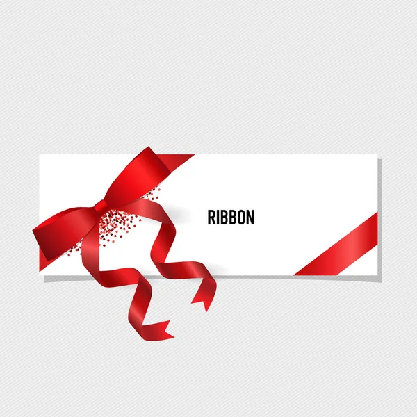 Card with red ribbon and bow. Vector illustration — Stock Vector