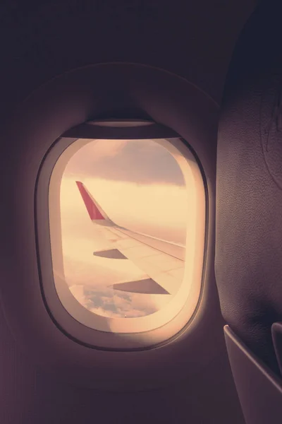 View through plane window .( Filtered image processed vintage ef — Stock Photo, Image