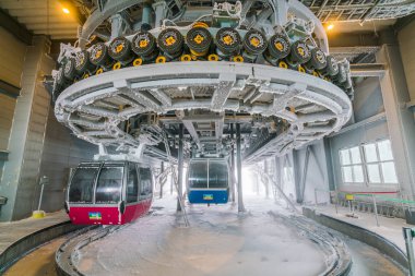 Yamakata, Japonya - 7 Şubat 2017: İp-şekilde Zao sk, kış